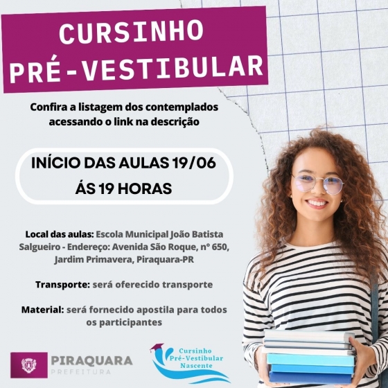 Cursinho Piraquara Aulas Do Cursinho Pré-Vestibular Nascente 2023 Já Tem Data Para Começar Em Piraquara