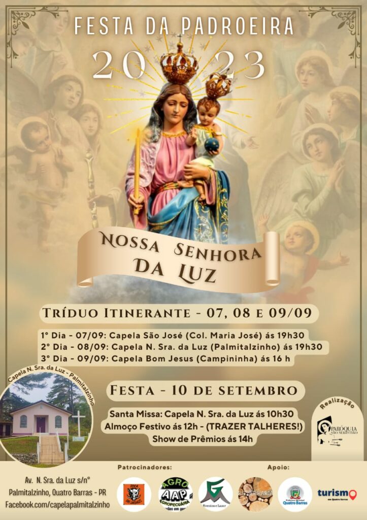 Cartaz Da Festa Capela Nossa Senhora Da Luz, No Palmitalzinho, Promove Festa Da Padroeira Neste Domingo (10)