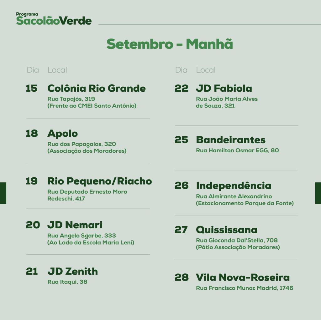 Whatsapp Image 2023 09 01 At 16.56.36 1 Confira O Calendário De Setembro Do Programa Sacolão Verde Em São José Dos Pinhais